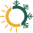 Animated symbol half sun half snowflake representing heat and cold sensitivity