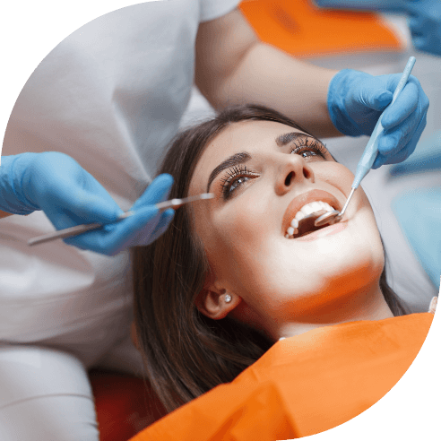 Dental patient receiving oral cancer screening