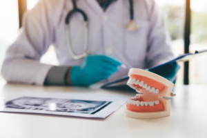 a closeup of dentures